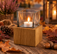 Windlicht aus Eiche mit Glas