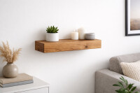 robustes Eichenwandregal massiv geölt 75cm