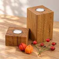 Teelichthalter aus Eiche 2er Set – 5 & 15 cm