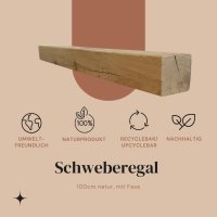 Schweberegal Eichenregal Massiv Wandregal 100cm