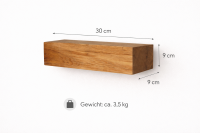 Schweberegal Eiche 9×11 cm – massives Wandregal 30 cm